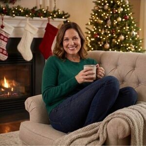 100% Cashmere Lord & Taylor Green sweater